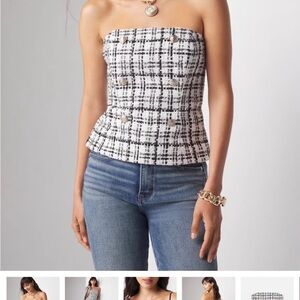 WHBM Women's Button Detailed Black and White Bustier